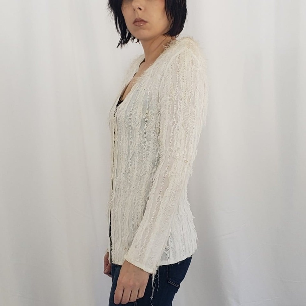 White Fuzzy Cardigan - Picture 2 of 7